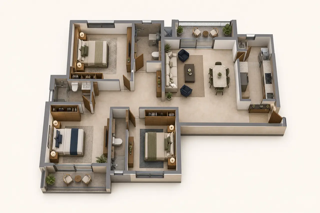 SNN Kudlu 3 BHK floor plan image