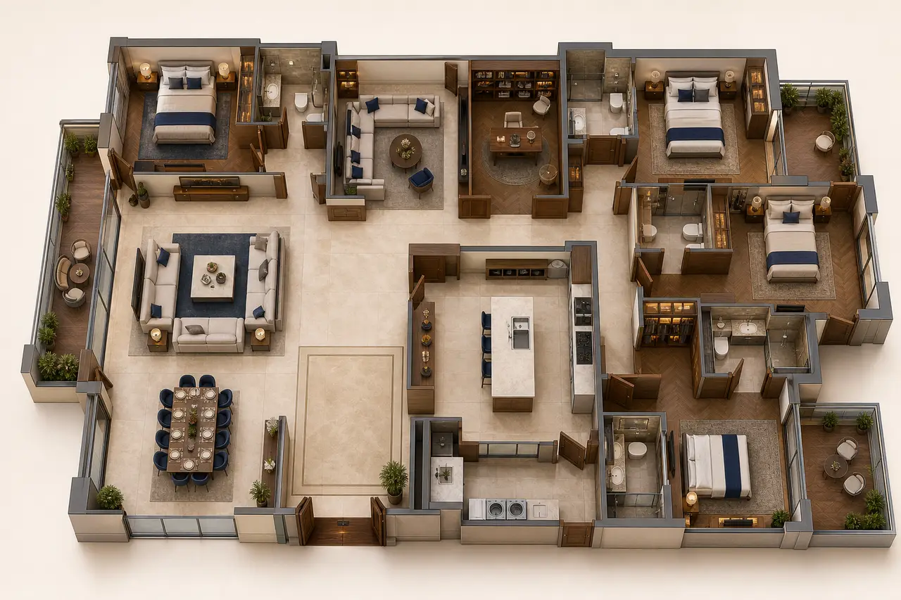 SNN Kudlu 4.5 BHK large floor plan image